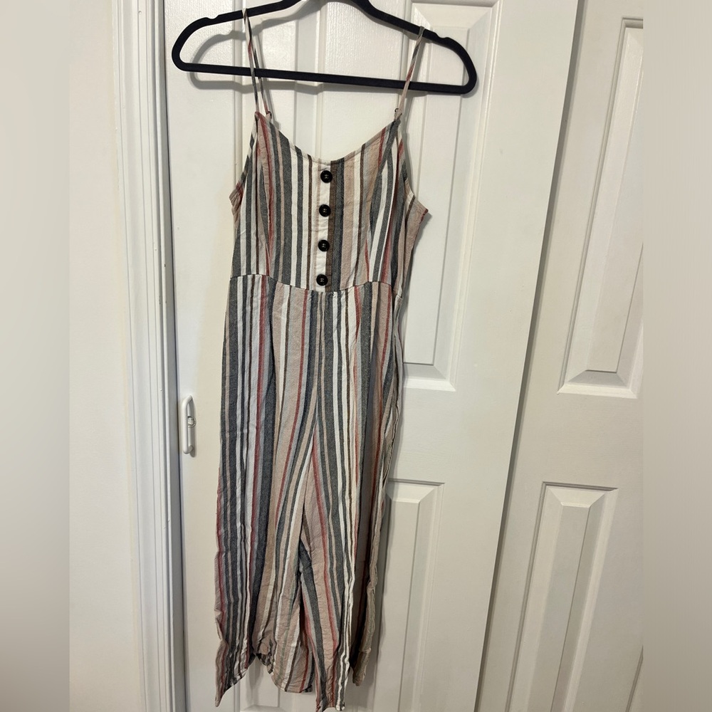 Striped romper with pockets